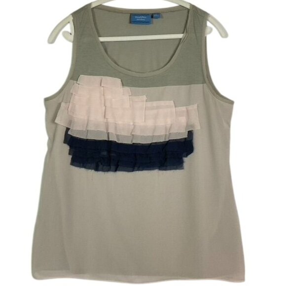 Simply Vera Vera Wang Multicolor Tiered Front Casual Top Size Large - Picture 1 of 9